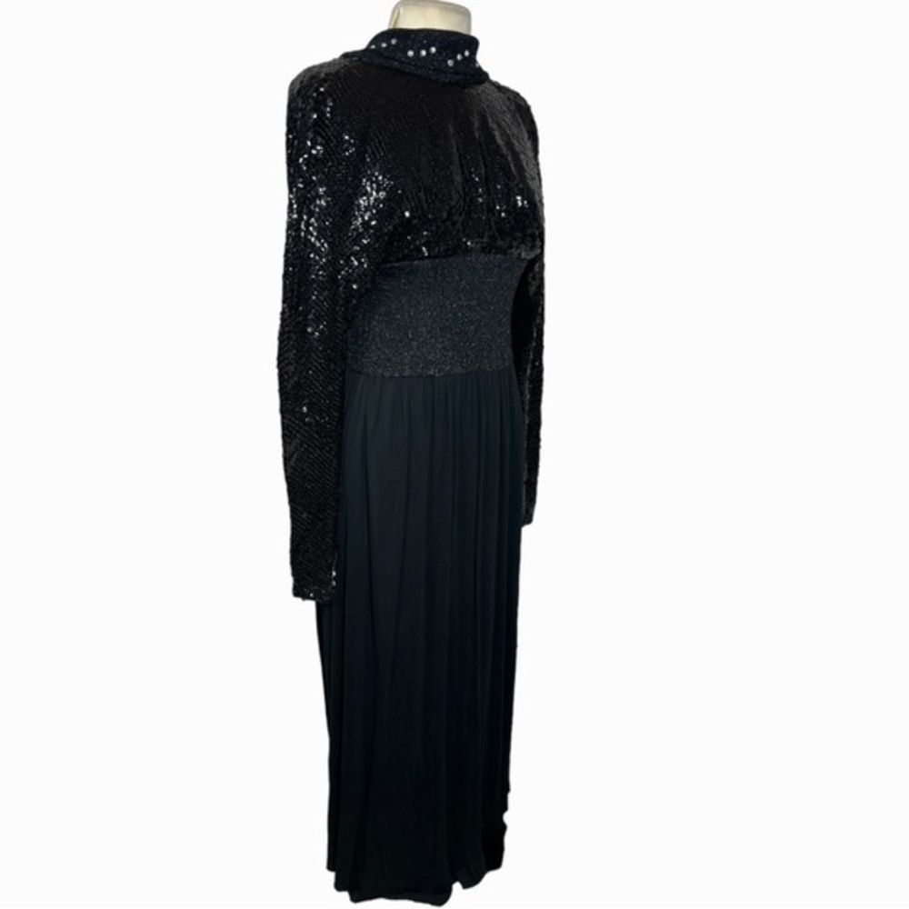 Pat Sandler vintage 1960's 70's long black sequin gown - Picture 4 of 15